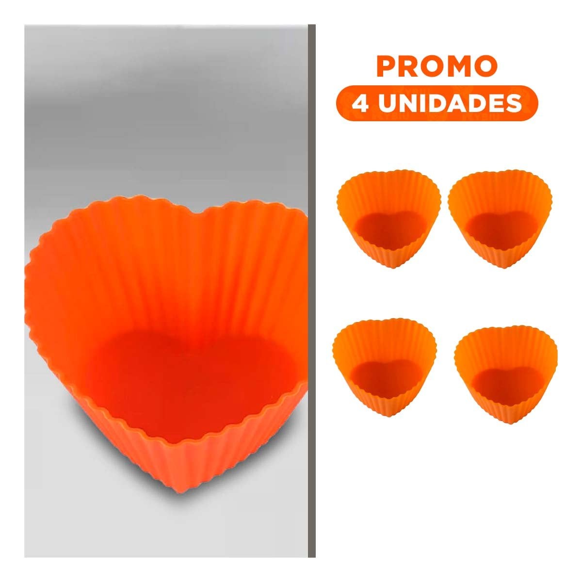 PACK4 BASE DE COCINA CORAZON NARANJA 7X3,2CM PARA CUPCAKES Y CHOCOLATES Y+REGALO STICKER - 1