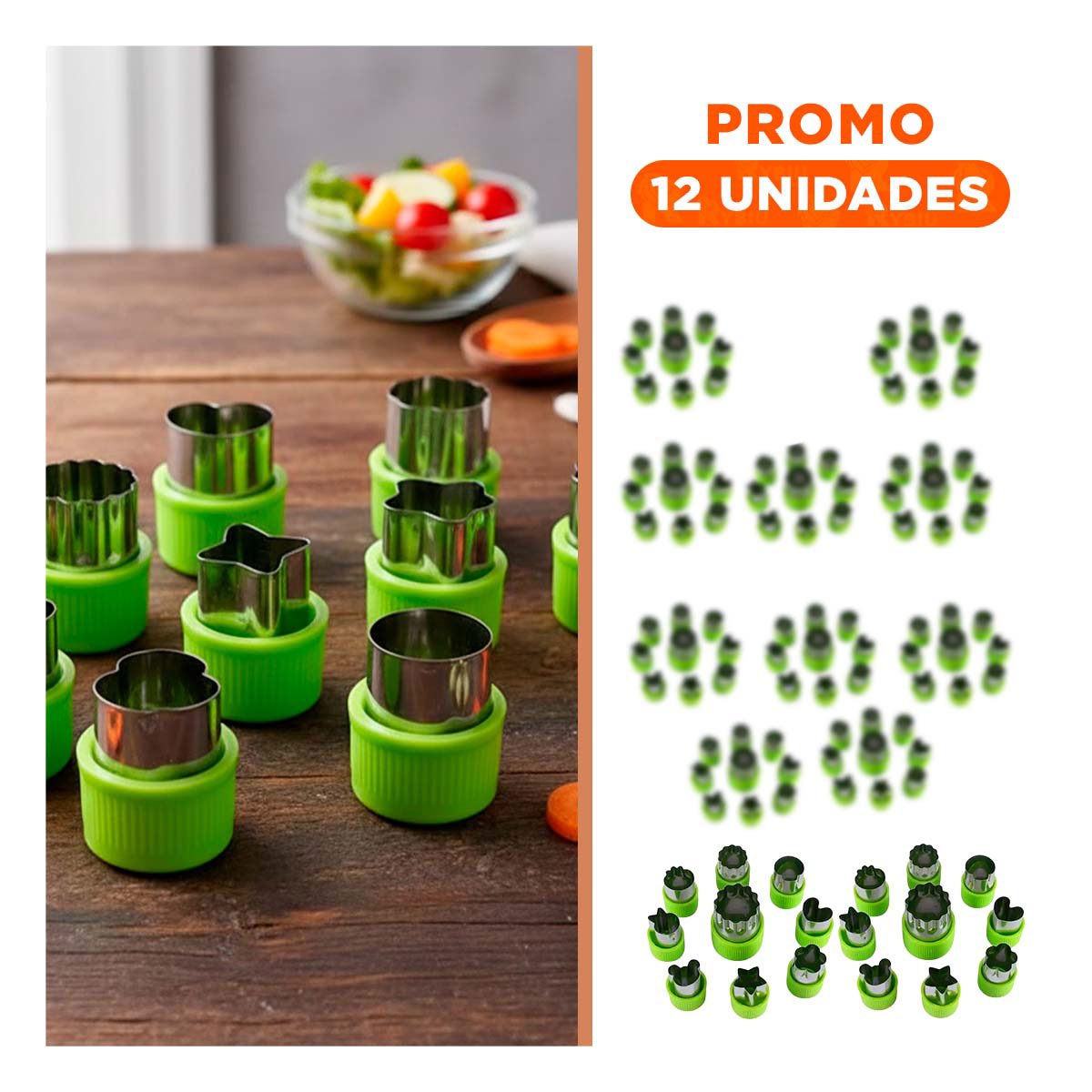 PACK12 TROCEADORES DE COCINA HOGAR 9PZS VERDE PARA USO DIARIO FACIL RAPIDO Y+REGALO STICKER - 1