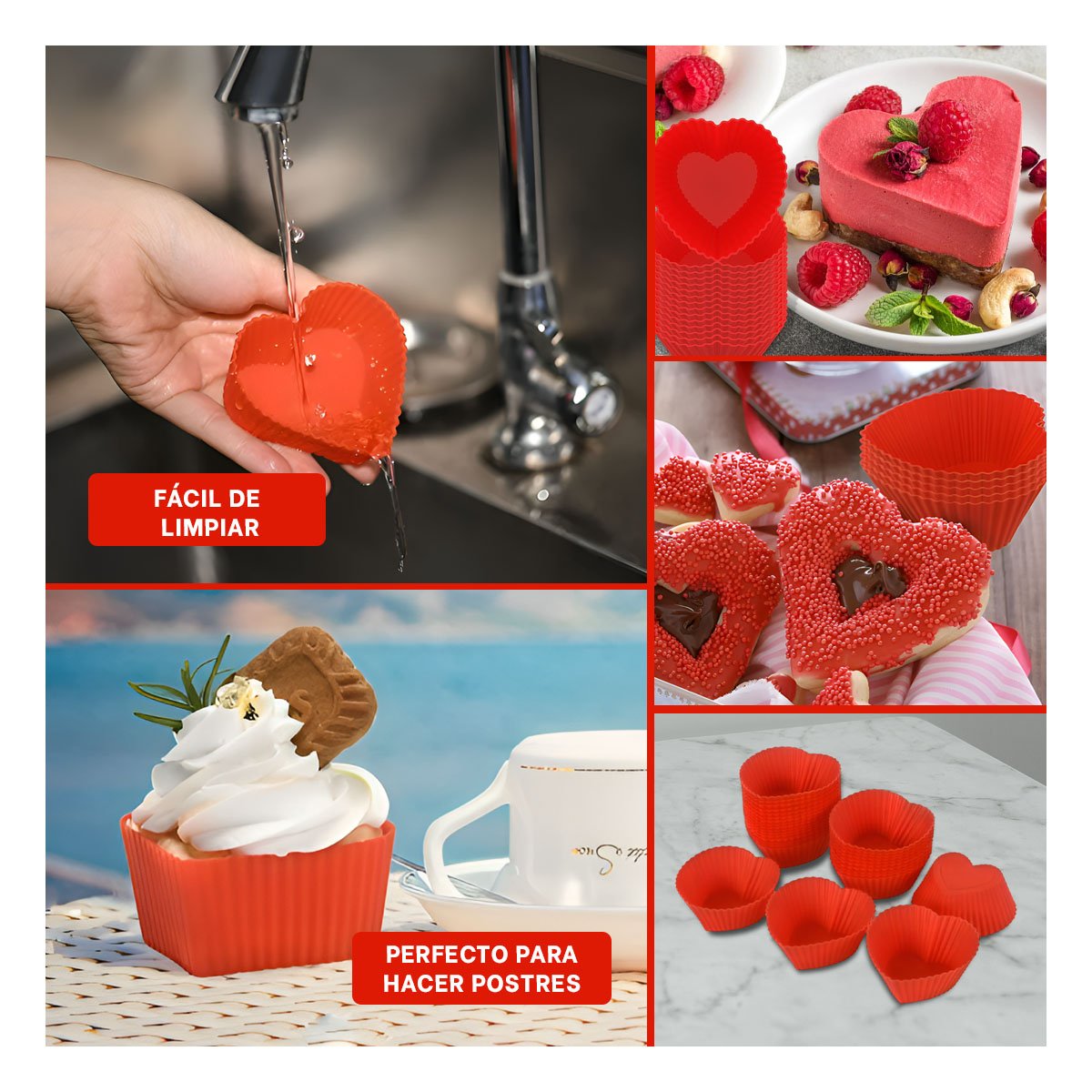 SILUETA CORAZON REUTILIZABLE DE SILICONA PARA COCINA Y POSTRES CASEROS Y+POST IT - 1