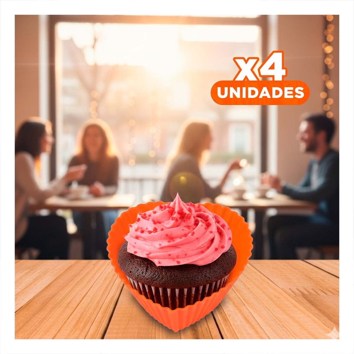 PACK4 RECIPIENTE DE COCINA CORAZON NARANJA 7X3,2CM PARA REPOSTERIA Y DULCES CASEROS - 1