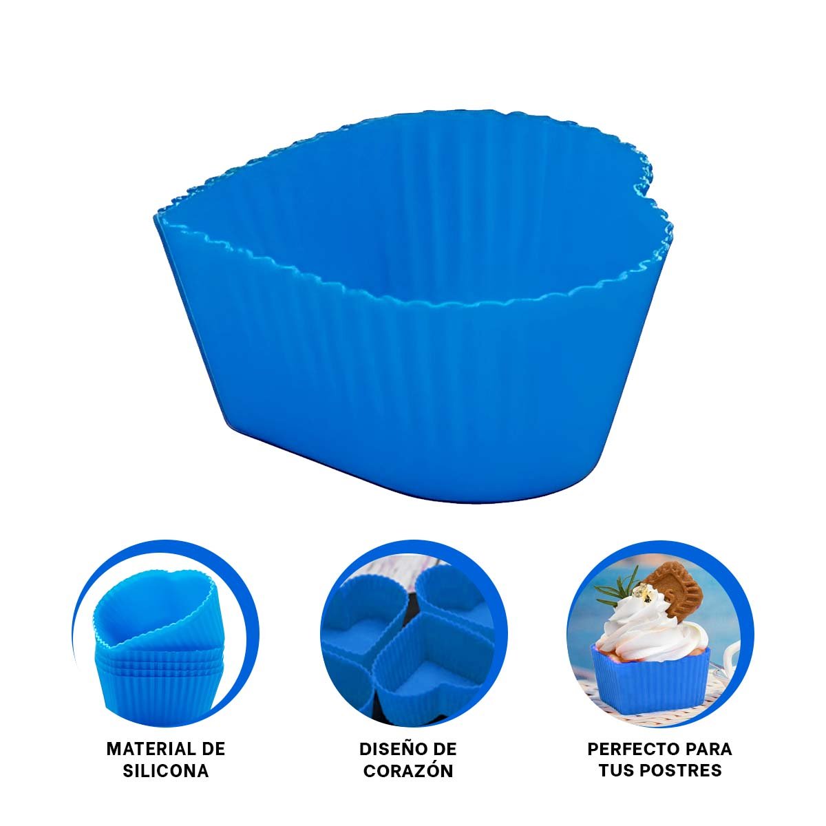 FLEX DE SILICONA CORAZON 7X32CM AZUL PARA PASTEL Y DULCES CASEROS - 3