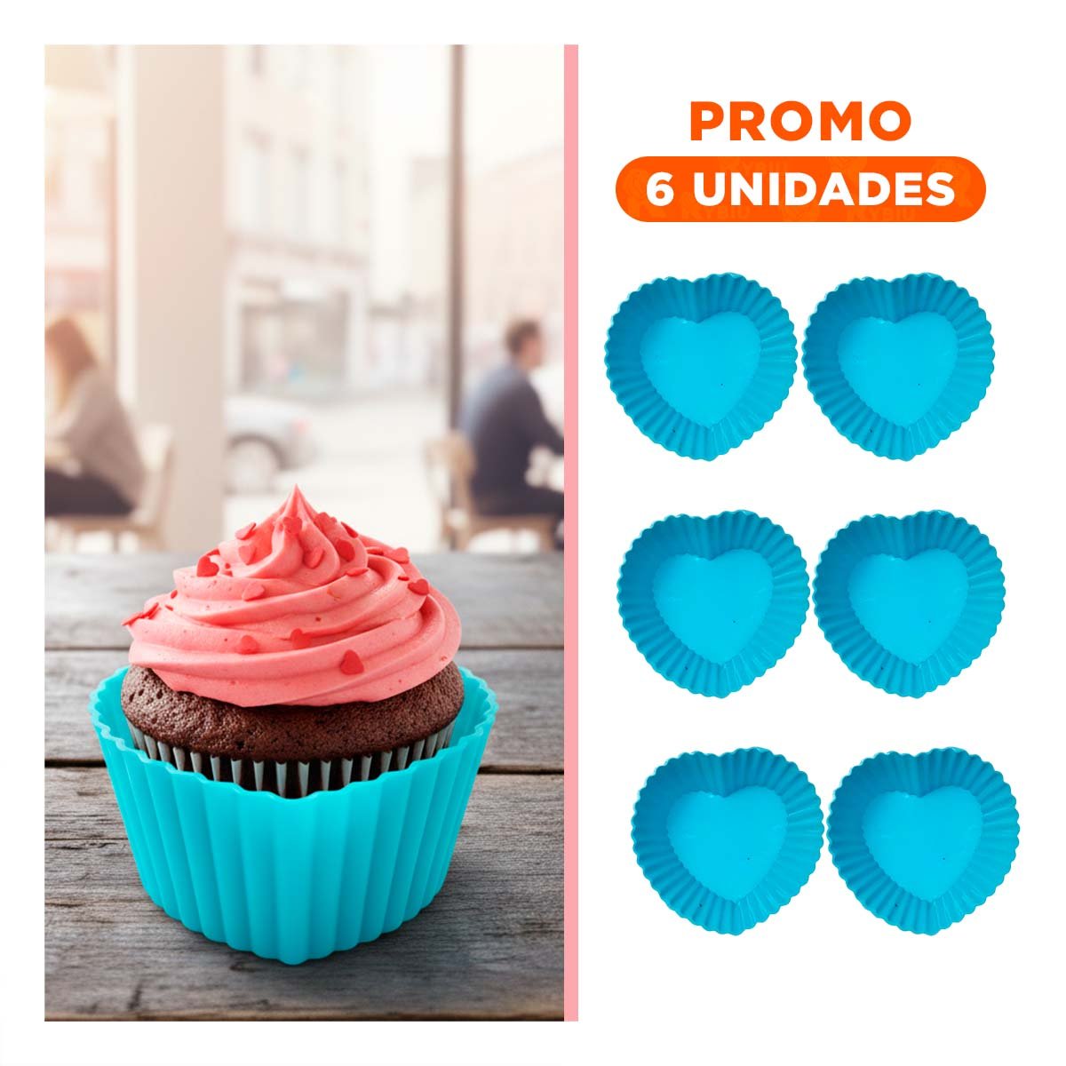 PACK6 ESTUCHE PASTEL CORAZON 7X32CM CELESTE PARA MANUALIDADES Y DULCES - 1