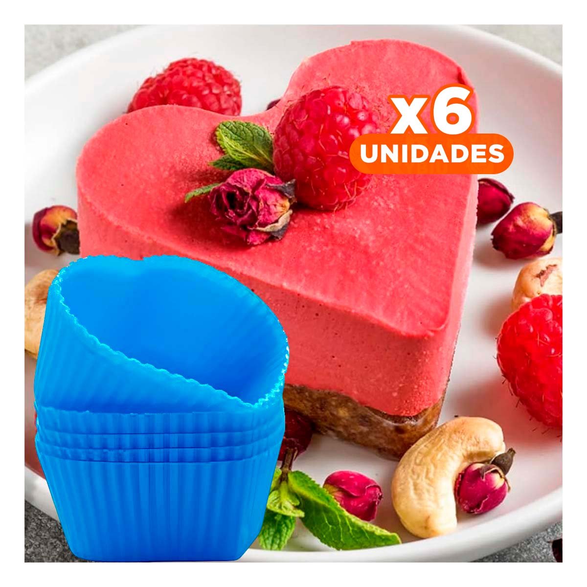 PACK6 HORNEABLE CORAZON 7X32CM AZUL REPOSTERIA Y DULCES CASEROS Y+REGALO STICKER - 1