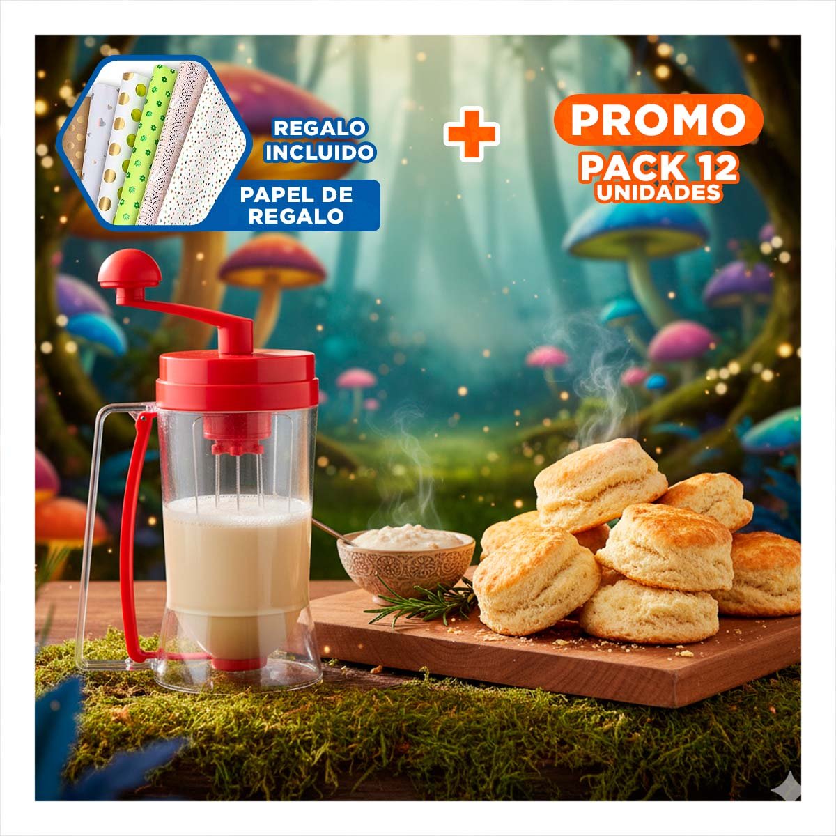 PACK12 FORMADOR PORTATIL DE MASA ROJO PARA USO EN COCINA Y REPOSTERIA Y+PAPEL REGALO - 1