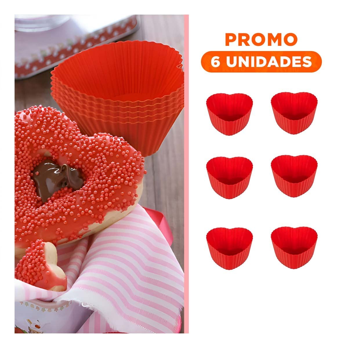 PACK6 MOLDE CORAZON DE SILICONA FLEXIBLE PARA HORNEAR Y DECORACION HOGAR - 1