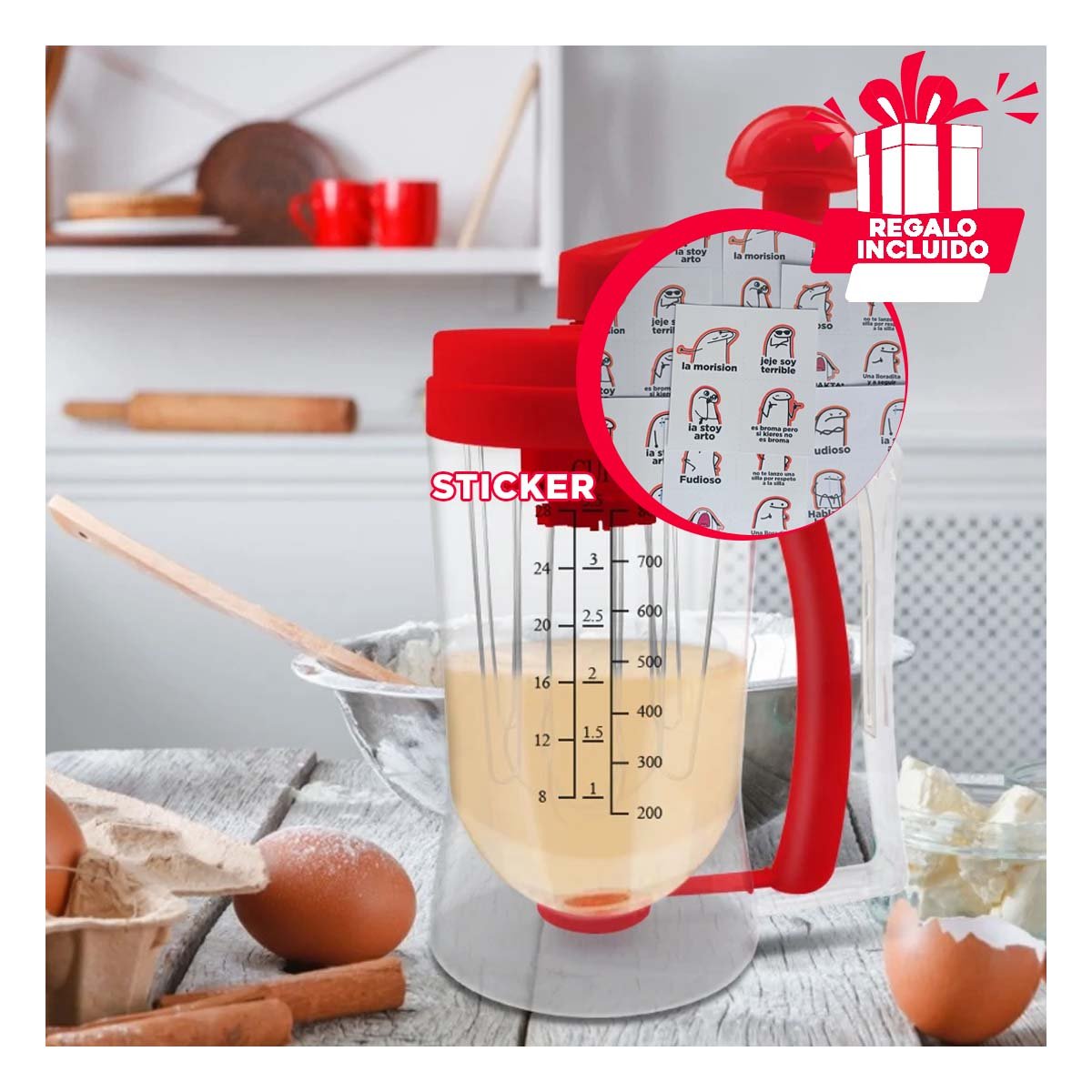 EXPENDEDOR COMPACTO DE MASA ROJO PARA COCINA Y PANADERIA HOGAR Y+REGALO STICKER - 1