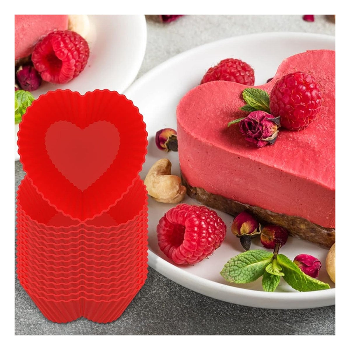 PACK4 SILUETA CORAZON DE SILICONA ROJA PARA REPOSTERIA Y DULCES CASEROS Y+REGALO STICKER - 3