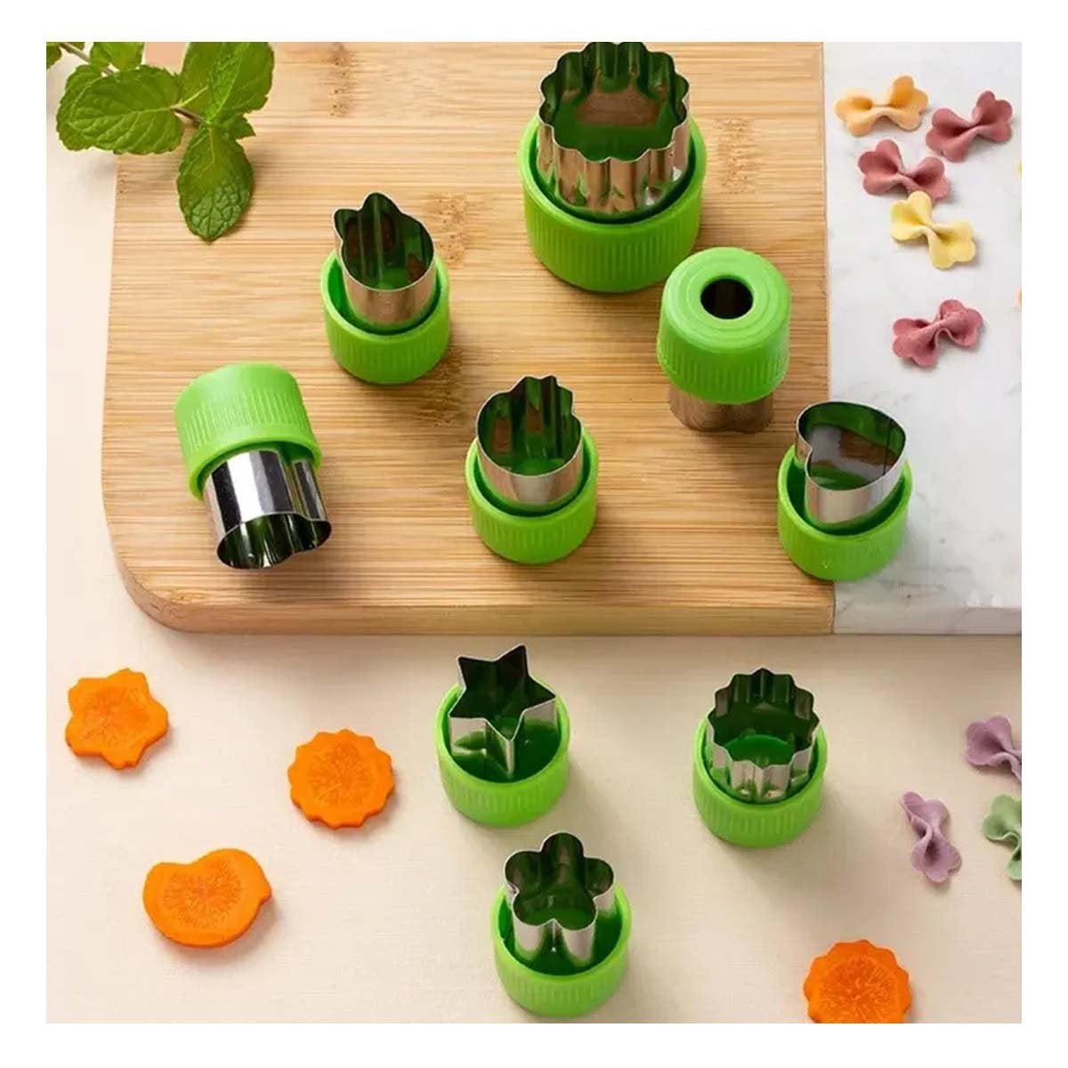 PACK4 CORTES DE COCINA FACIL 9PZS VERDE PARA FRUTAS Y VERDURAS HOGAR RAPIDO Y+REGALO STICKER - 3