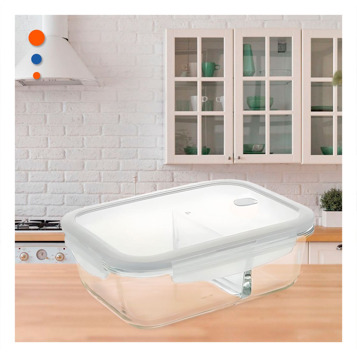 ENVASE VIDRIO 2 DIVISIONES 1040ML TRANSPARENTE LINEA BLANCA USO DIARIO Y+PAPEL REGALO - 3