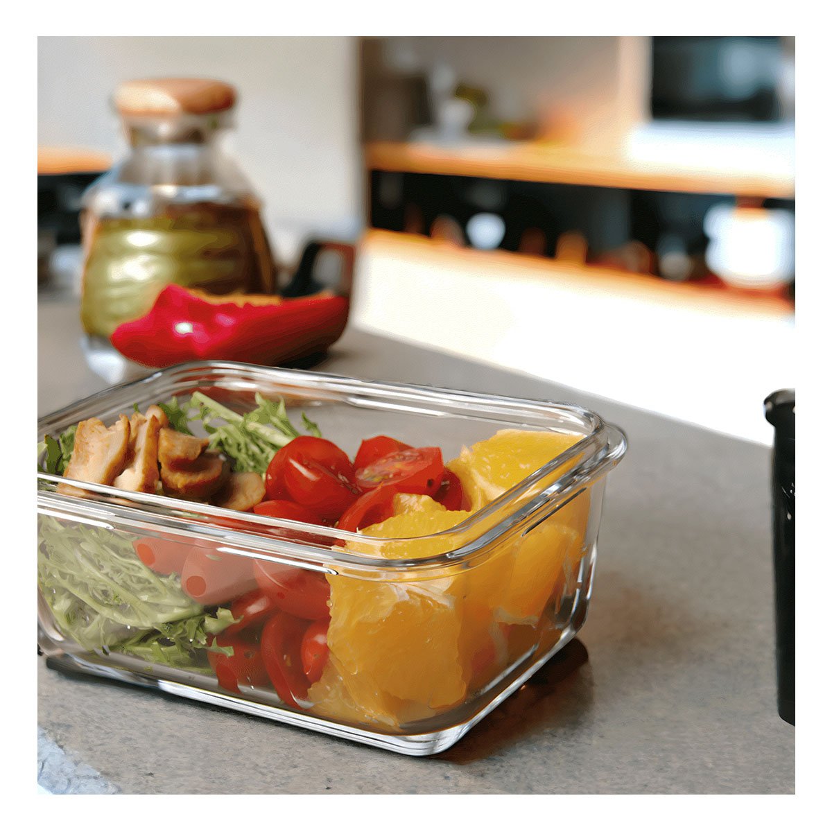 PACK2 CONTENEDOR REUTILIZABLE DE VIDRIO CON TAPA 1040ML TRANSPARENTE - 5