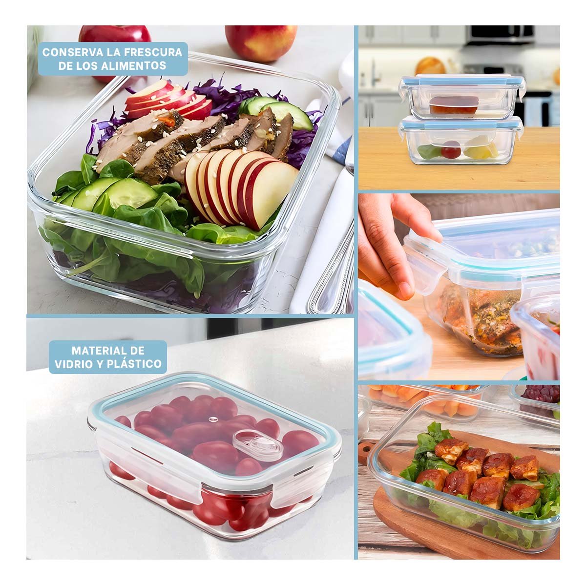 FRASCO HOGAR VIDRIO 1040ML CON TAPA TRANSPARENTE LINEA CELESTE Y+POST IT - 5