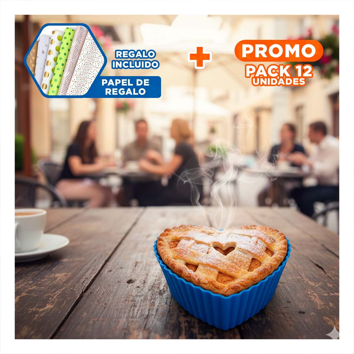 PACK12 HORNEABLE CORAZON 7X32CM AZUL PASTEL Y GELATINA FACIL Y+PAPEL REGALO - 1