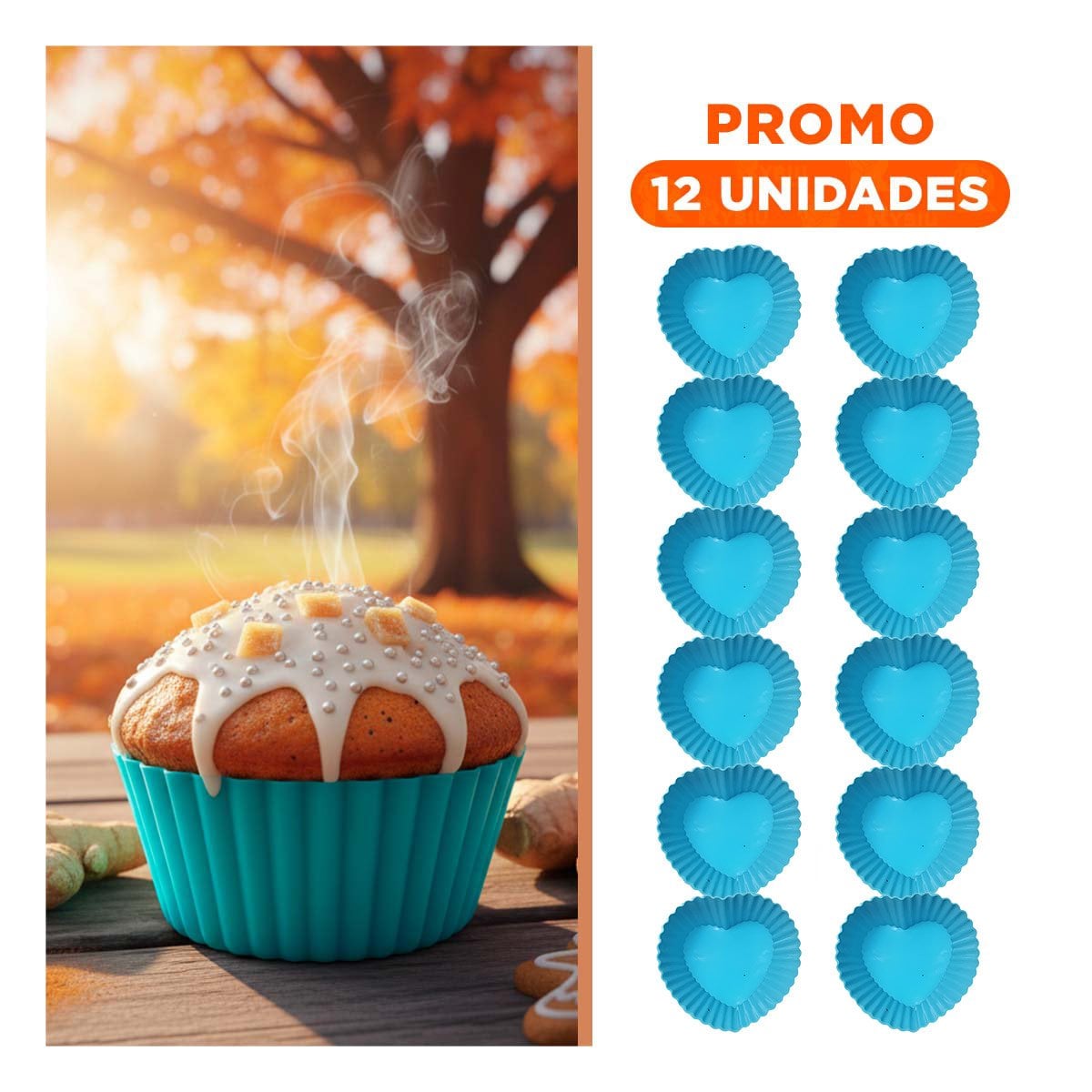 PACK12 FORMA CREATIVA CORAZON 7X32CM CELESTE PARA COCINA DIVERTIDA Y CREATIVA Y+REGALO STICKER - 1