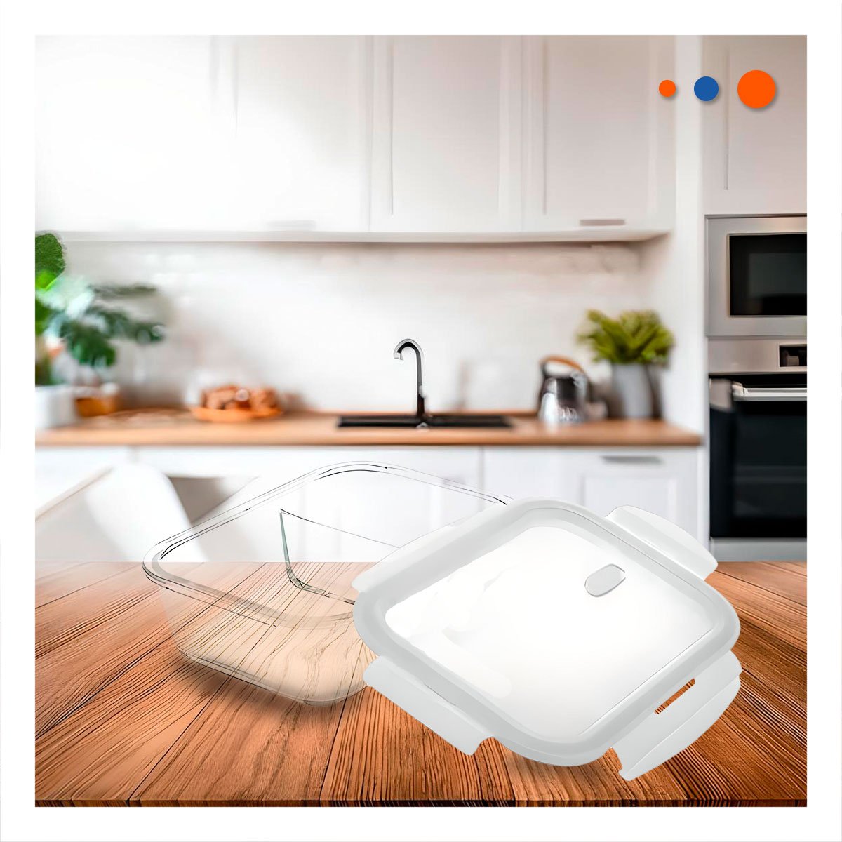 PACK6 CAJA VIDRIO 2 DIVISIONES 1040ML TRANSPARENTE LINEA BLANCA ORGANIZA Y+PAPEL REGALO - 2