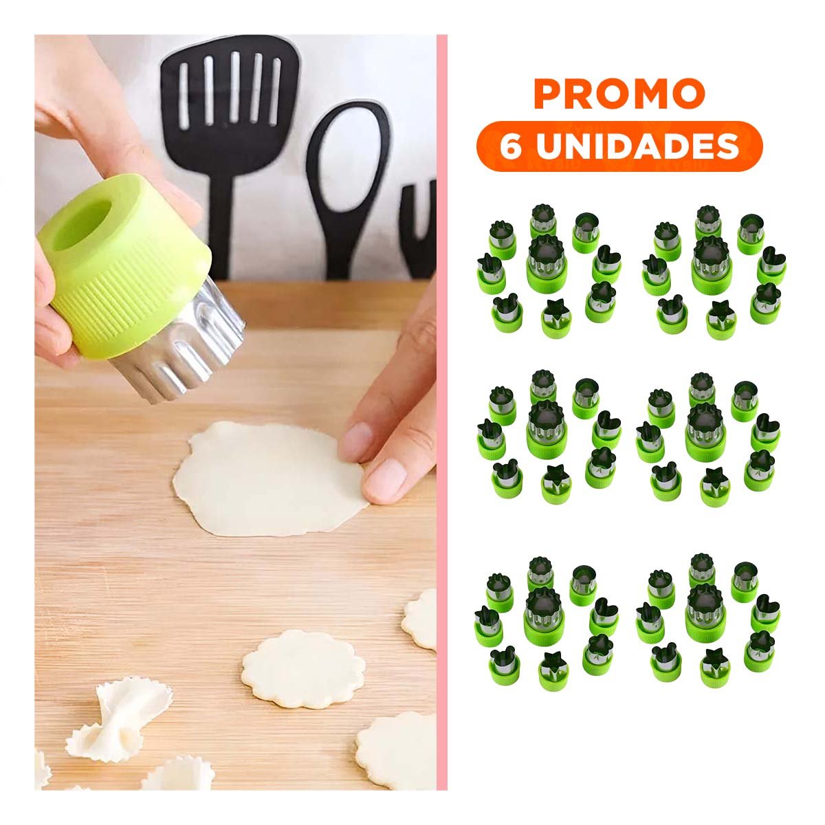 PACK6 TROCEADORES DE COCINA FACIL 9PZS VERDE PARA USO DIARIO EN COCINA - 1