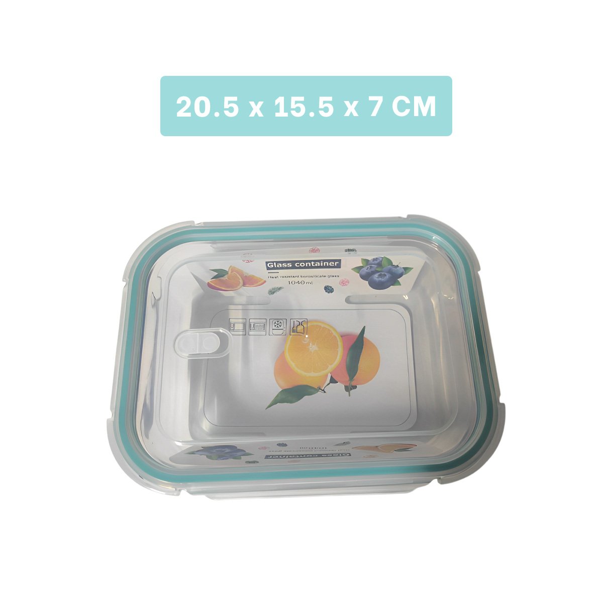 PACK12 FIAMBRERA VIDRIO TAPA 2 DIVISIONES 1040ML CELESTE Y+REGALO STICKER - 4