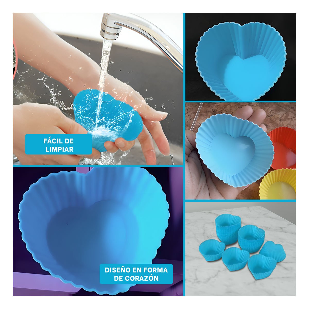 PACK12 FORMA CREATIVA CORAZON 7X32CM CELESTE PARA DECORACION DE PASTELES EN CASA Y+PAPEL REGALO - 2