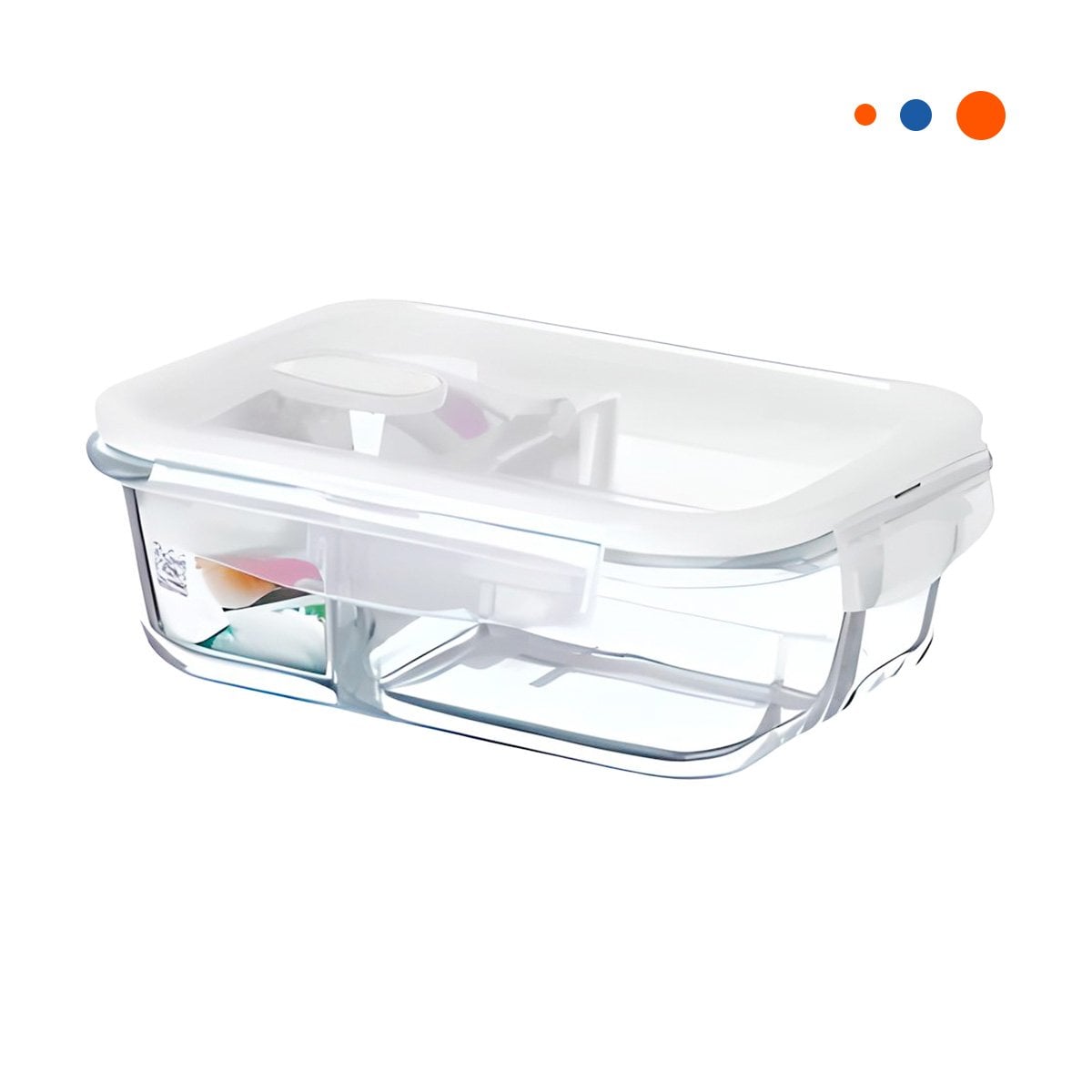 ENVASE VIDRIO 2 DIVISIONES 1040ML TRANSPARENTE LINEA BLANCA GUARDADO Y+REGALO STICKER - 3