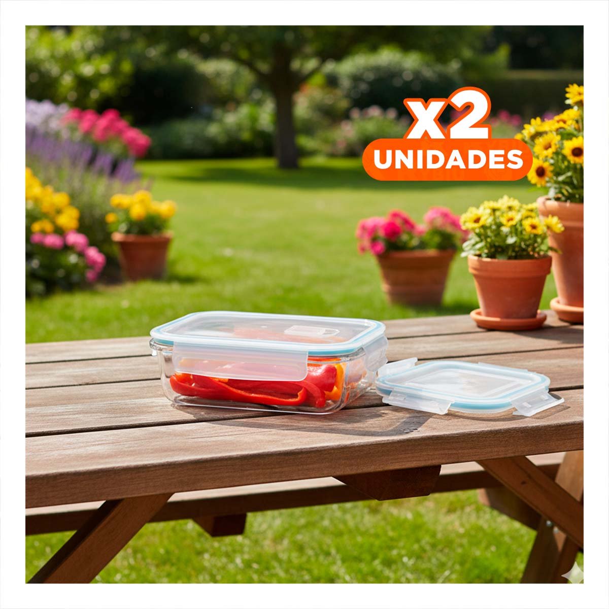 PACK2 FRASCO VIDRIO LINEA CELESTE 1040ML CON TAPA TRANSPARENTE Y+REGALO STICKER - 1