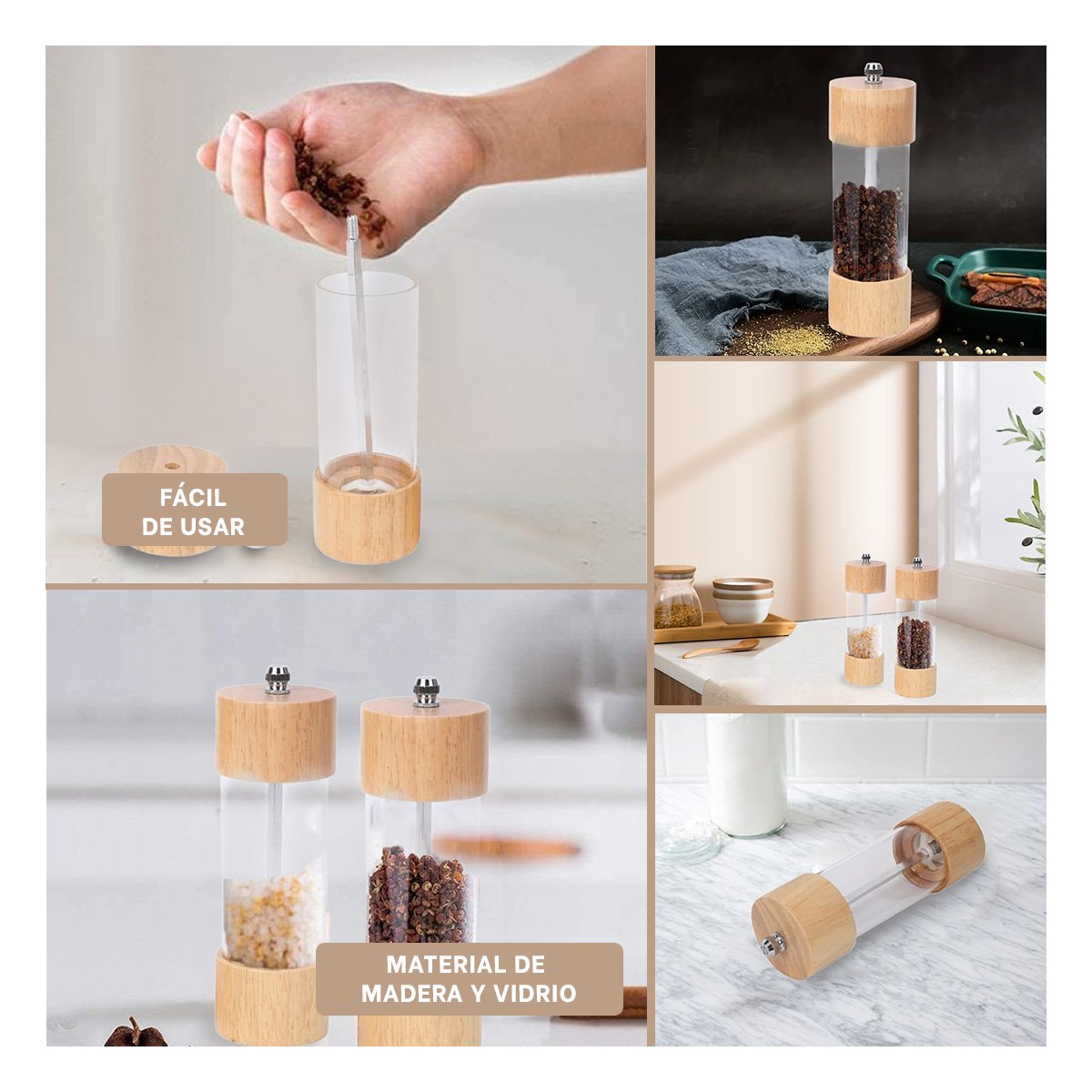 MOLEDOR MANUAL DE MADERA TRANSPARENTE PARA COCINA FAMILIAR Y+POST IT - 5