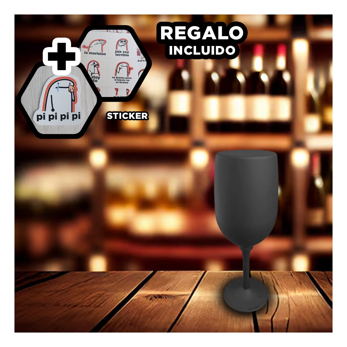 ABRIDOR MANUAL EN FORMA DE COPA NEGRA CON ESTUCHE COMPACTO Y+REGALO STICKER - 1