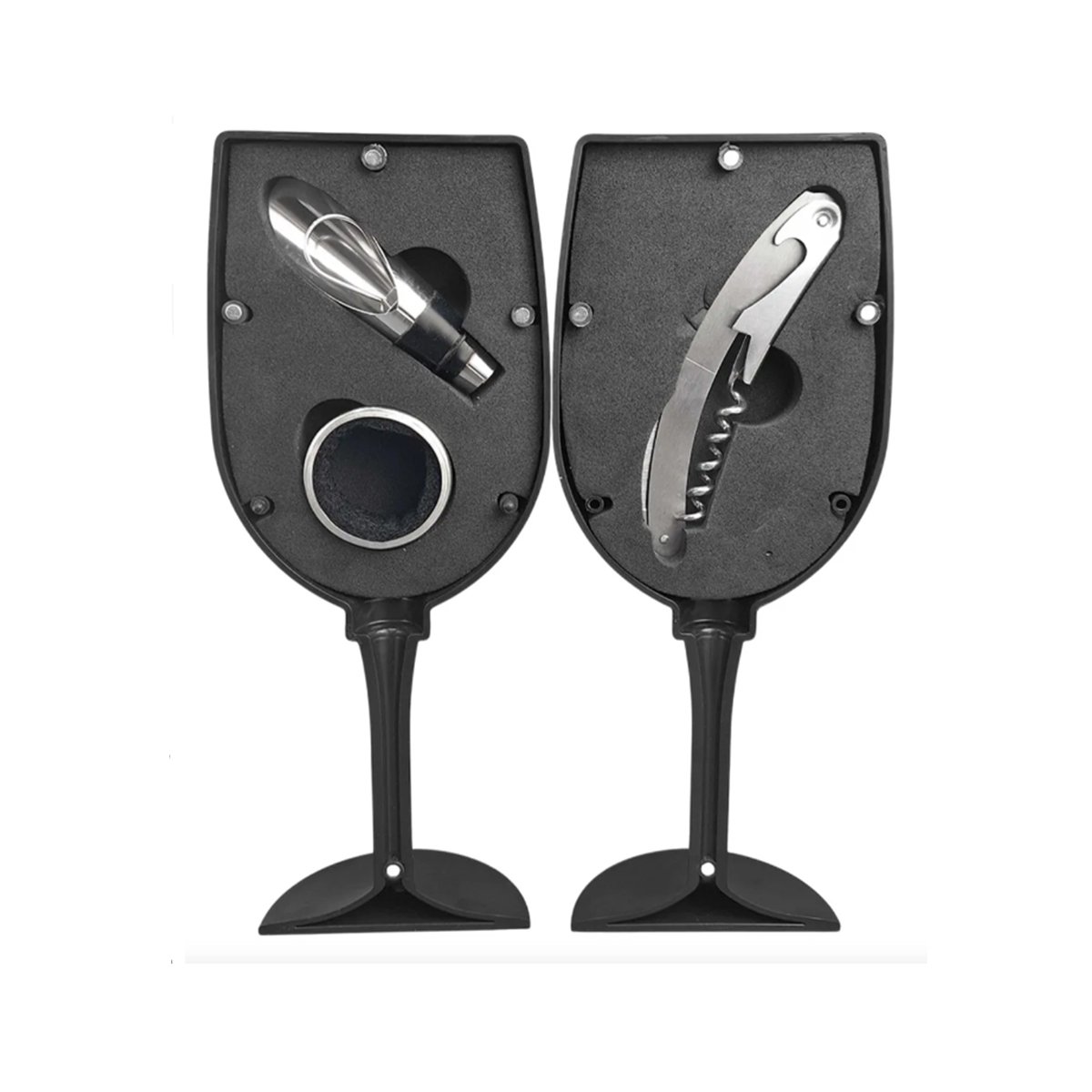 PACK2 SACACORCHOS MANUAL NEGRO CON ESTUCHE TIPO COPA PARA BOTELLAS Y+REGALO STICKER - 2