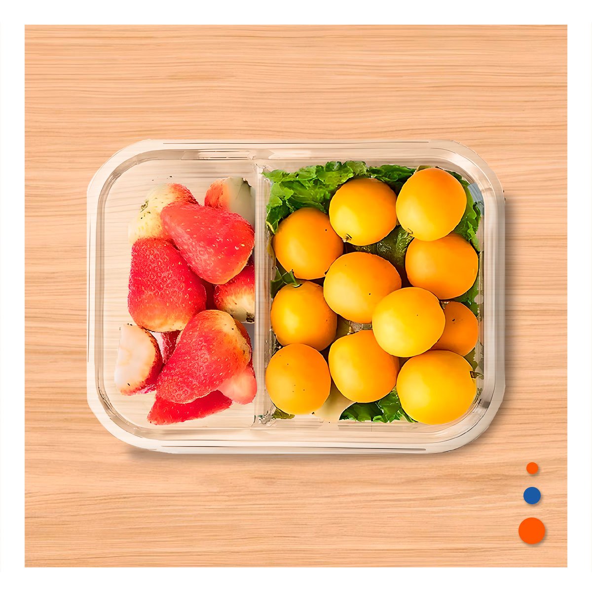 PACK4 CAJA VIDRIO 2 DIVISIONES 1040ML TRANSPARENTE LINEA BLANCA COMIDA Y+REGALO STICKER - 3