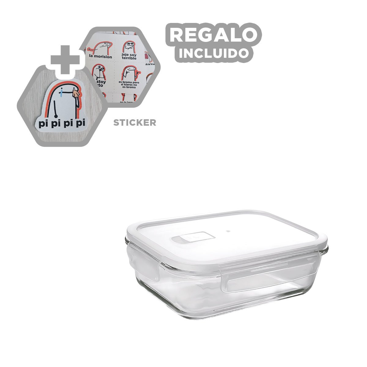 TARRO HERMETICO DE VIDRIO CON TAPA 1040ML TRANSPARENTE Y+REGALO STICKER - 1