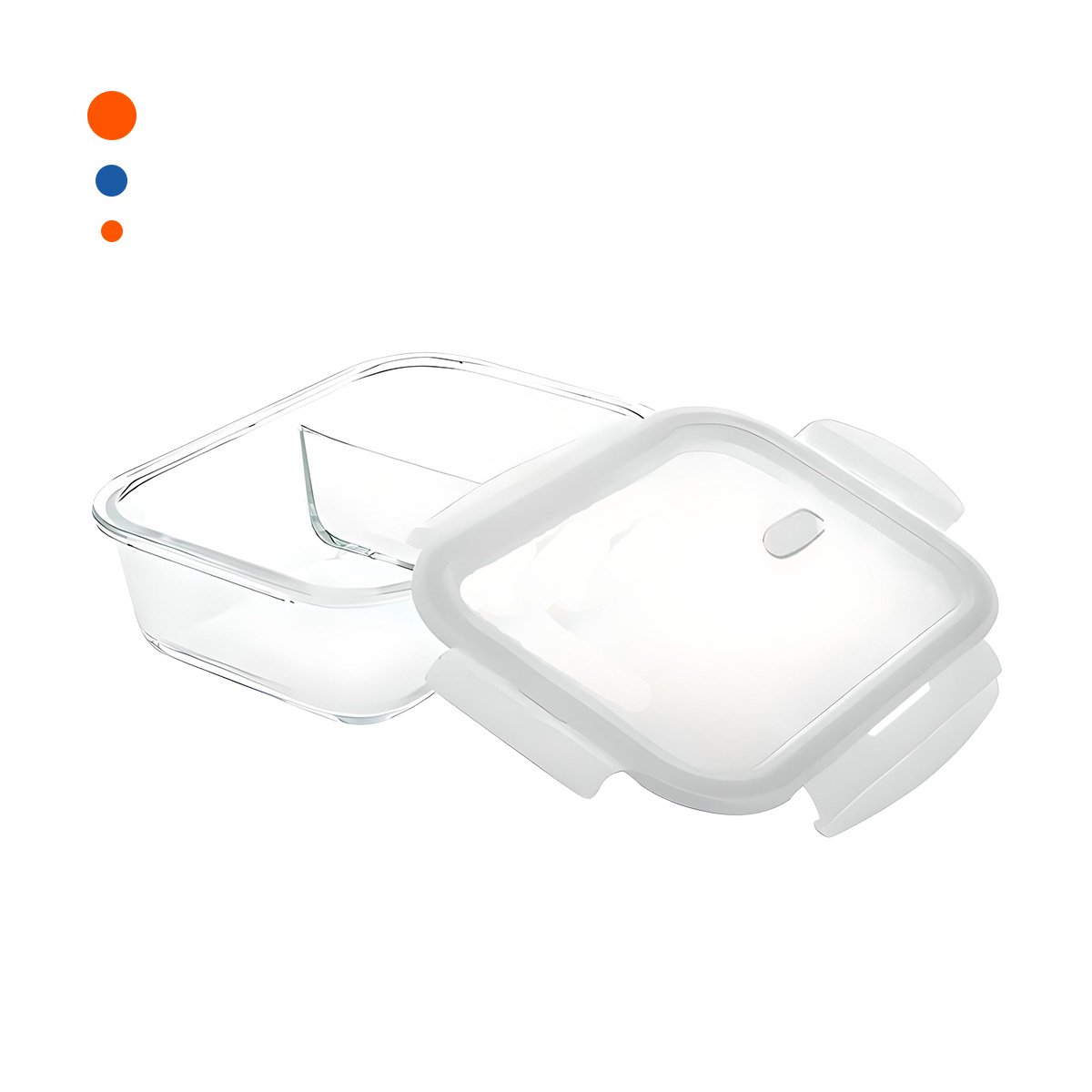 PACK2 FIAMBRERA VIDRIO 2 DIVISIONES 1040ML TRANSPARENTE LINEA BLANCA ORGANIZA Y+REGALO STICKER - 2