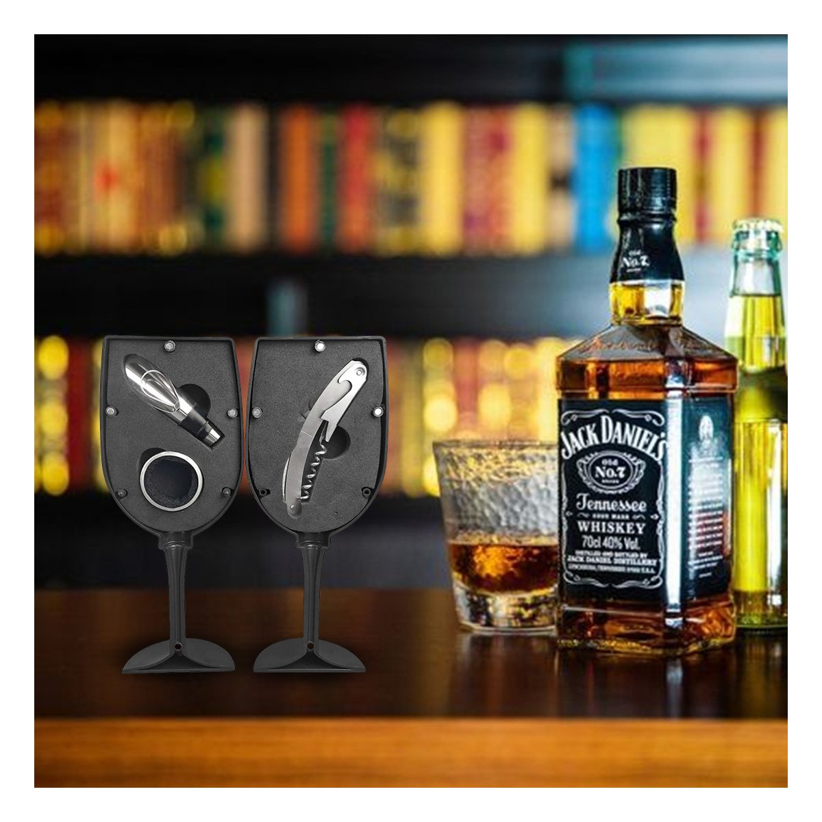 PACK12 DESCORCHADOR MANUAL NEGRO EN ESTUCHE CON APARIENCIA DE COPA PARA USO DIARIO - 3