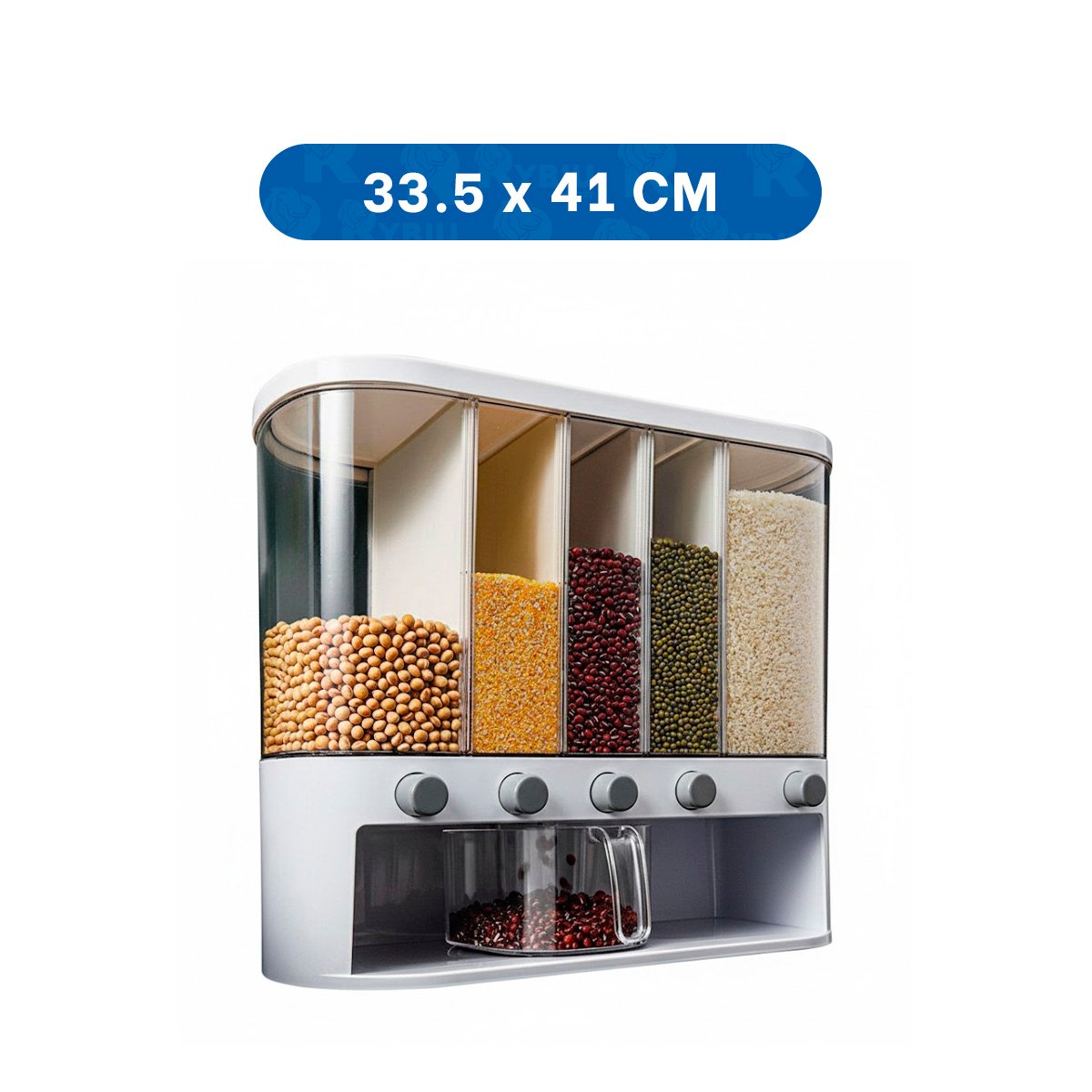 PACK2 DISPENSADOR DE GRANOS BLANCO Y TRANSPARENTE OVALADO 10L PARA ESPACIOS DE COCINA - 4