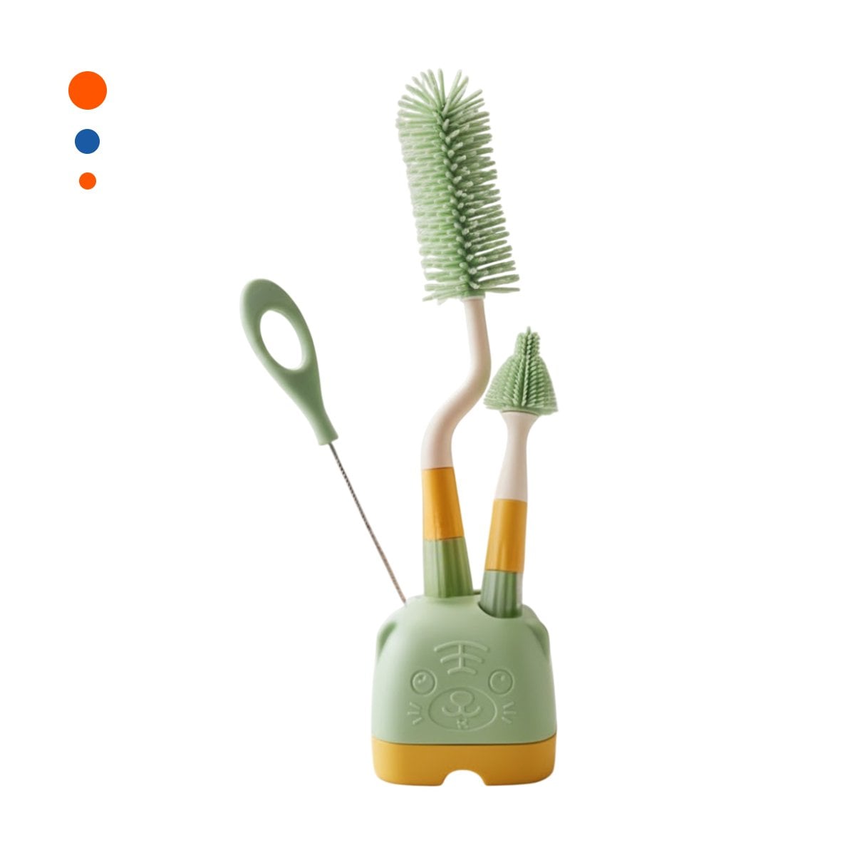 PACK BEBE 4 PZS VERDE BASE OSITO PARA LIMPIAR BIBERONES Y TETEROS EN HOGAR Y+PAPEL REGALO - 1