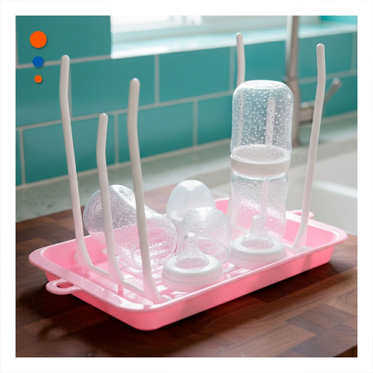 SOPORTE PARA SECADO DE BIBERONES Y VASOS RAPIDO Y SEGURO ROSADO - 1