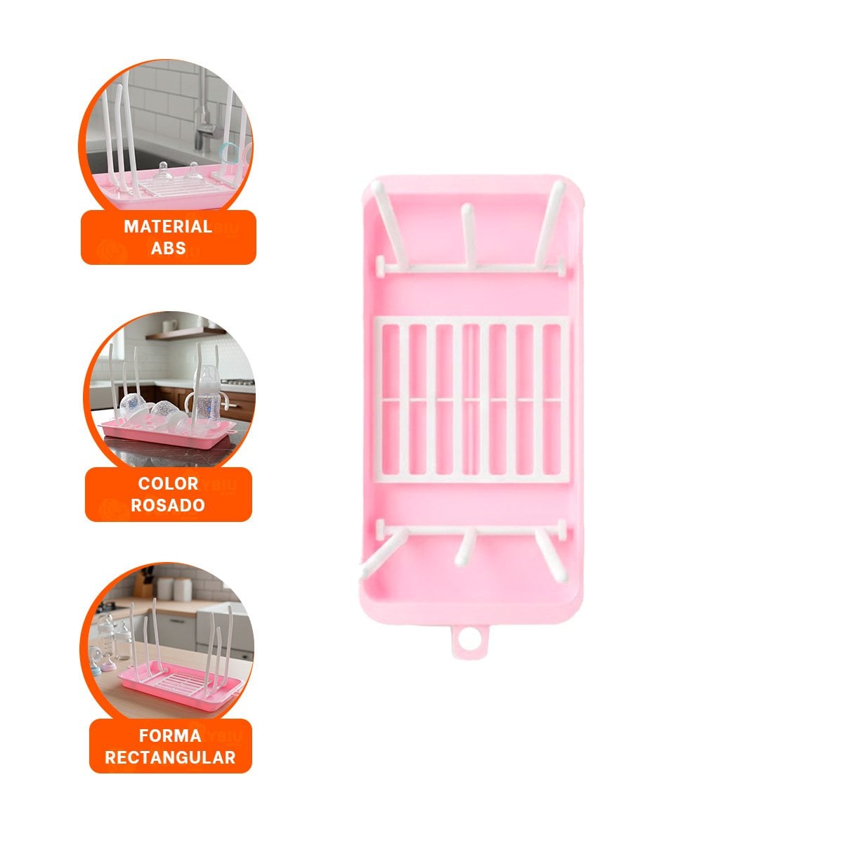 SOPORTE PARA SECADO DE BIBERONES Y VASOS RAPIDO Y SEGURO ROSADO - 3