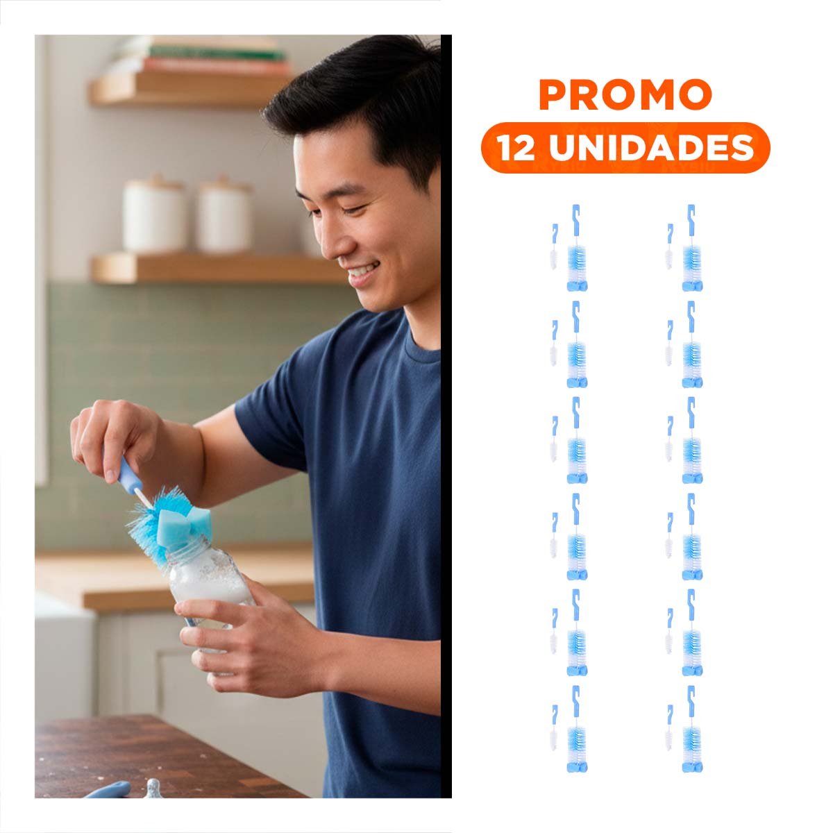 PACK12 RASQUETA INFANTIL PARA USO DIARIO 2PZS BASE CELESTE Y+REGALO STICKER - 1