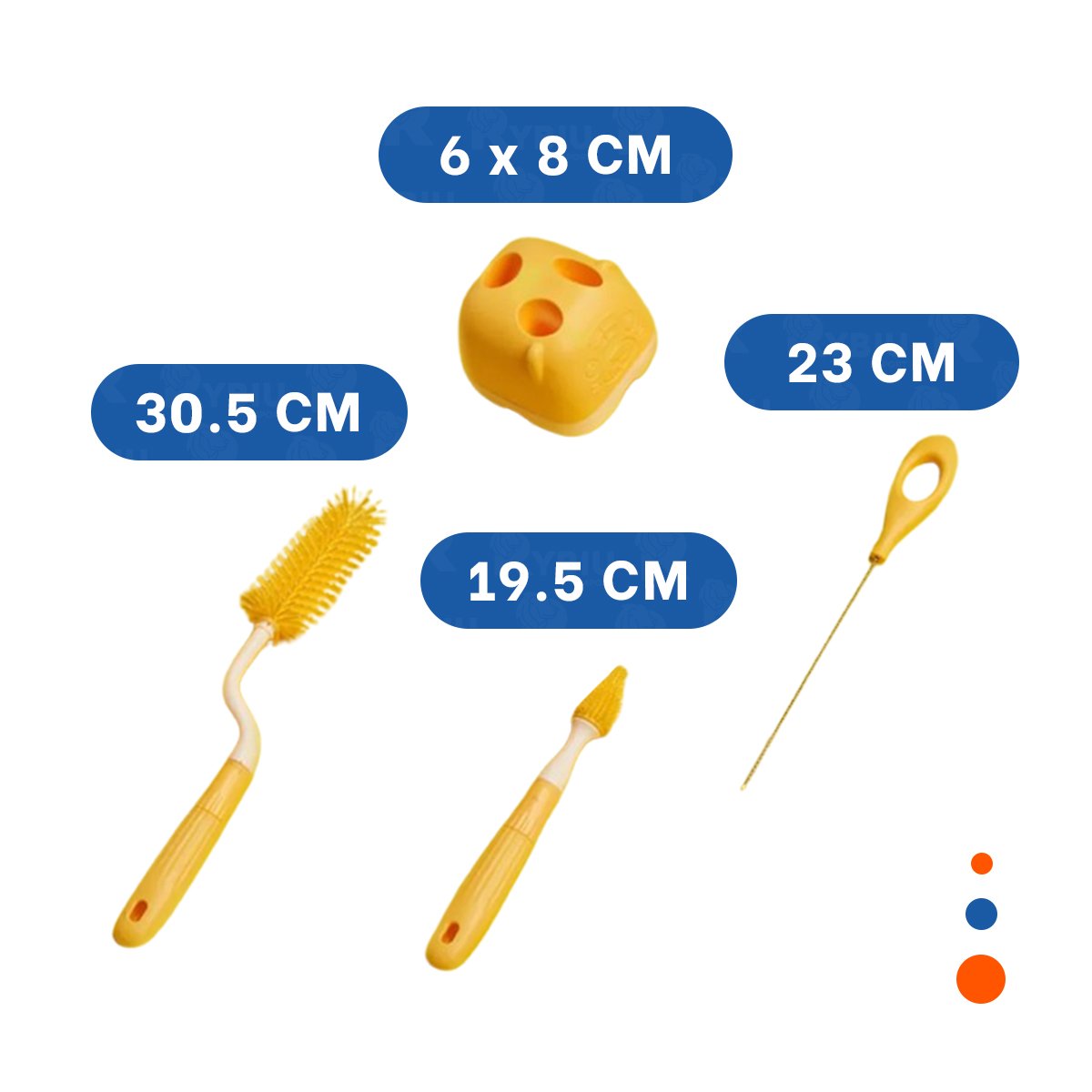 PACK2 PINCEL DE LIMPIEZA 4PZS AMARILLO BASE OSITO MANTIENE BIBERONES Y TETINAS HIGIENICOS - 4