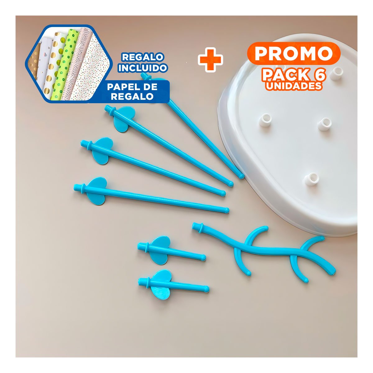 PACK6 CUBIERTA QUE FACILITA SECADO RAPIDO DE BIBERONES BLANCO Y CELESTE Y+PAPEL REGALO - 1