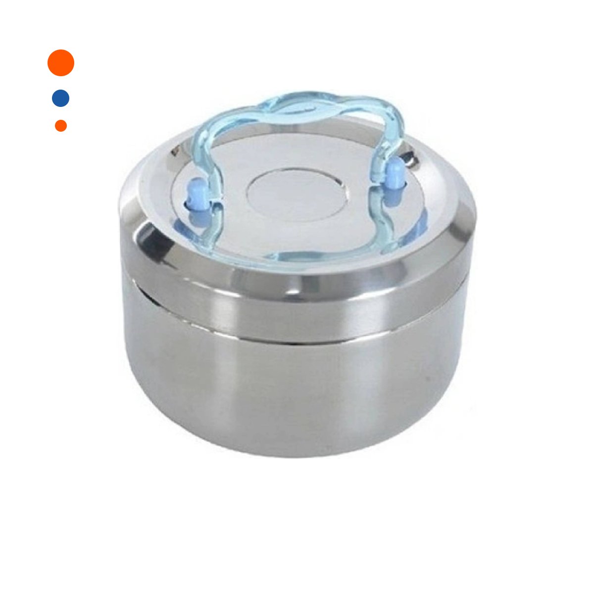 RECIPIENTE PLATEADO Y CELESTE CIRCULAR CUADRADO CON CAPACIDAD DE 800ML Y+PAPEL REGALO - 1