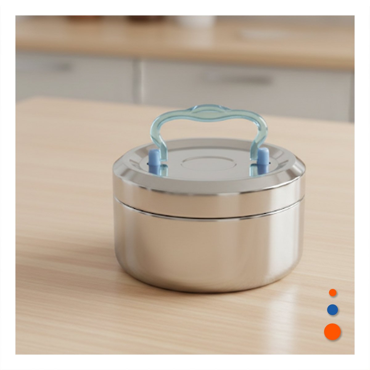 RECIPIENTE PLATEADO Y CELESTE CIRCULAR CUADRADO CON CAPACIDAD DE 800ML Y+PAPEL REGALO - 2
