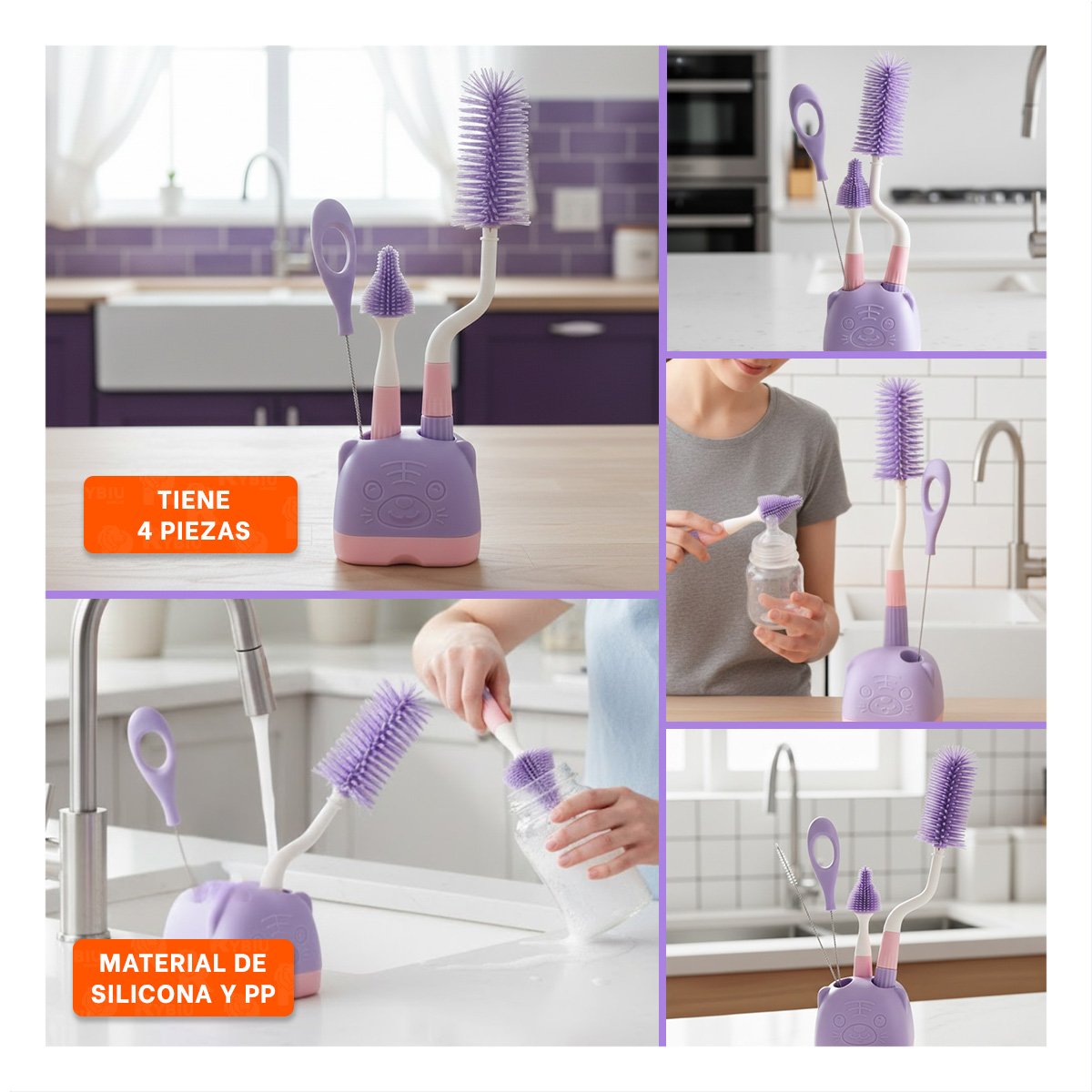 BROCHA QUE LLEGA A TODAS LAS ESQUINAS 4PZS BASE OSITO MORADO - 5