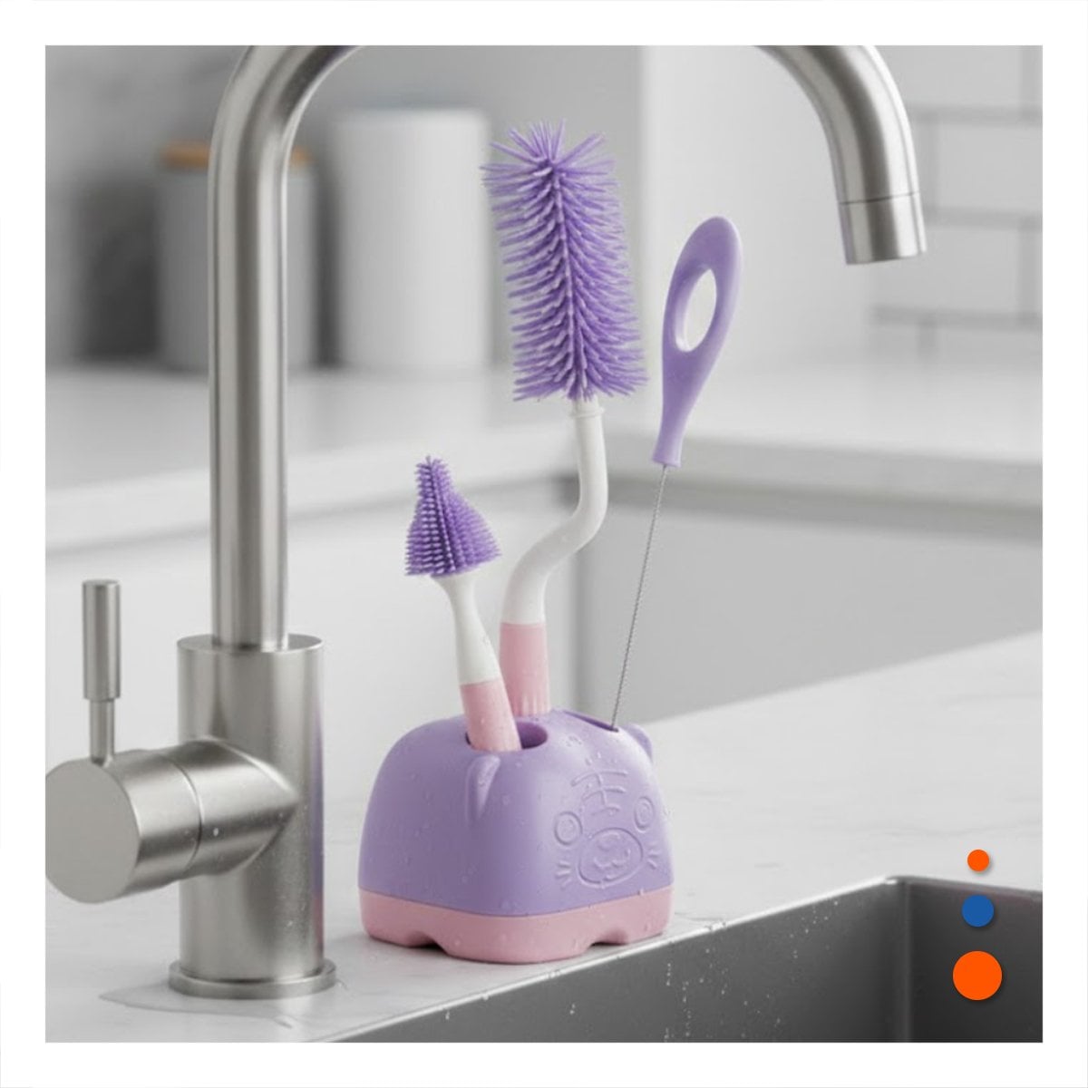 PACK6 ESCOBILLON SUAVE QUE PROTEGE TETINAS 4PZS BASE OSITO MORADO Y+PAPEL REGALO - 5