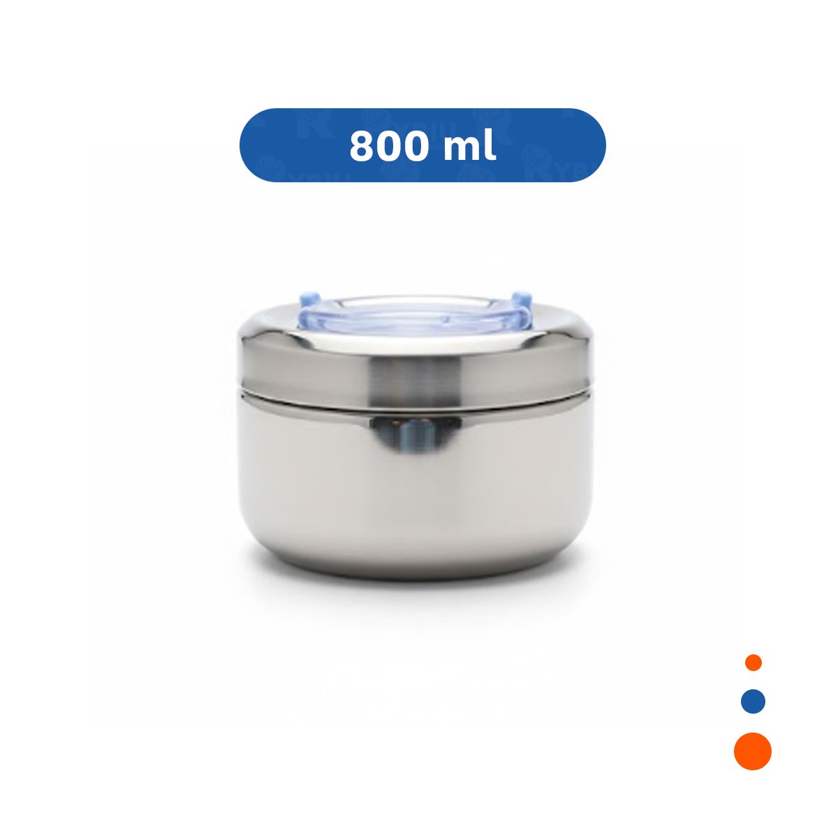 RECIPIENTE CIRCULAR CUADRADO 800ML PLATEADO Y CELESTE PARA COCINA ACTIVA Y+LIGAS REGALO - 4