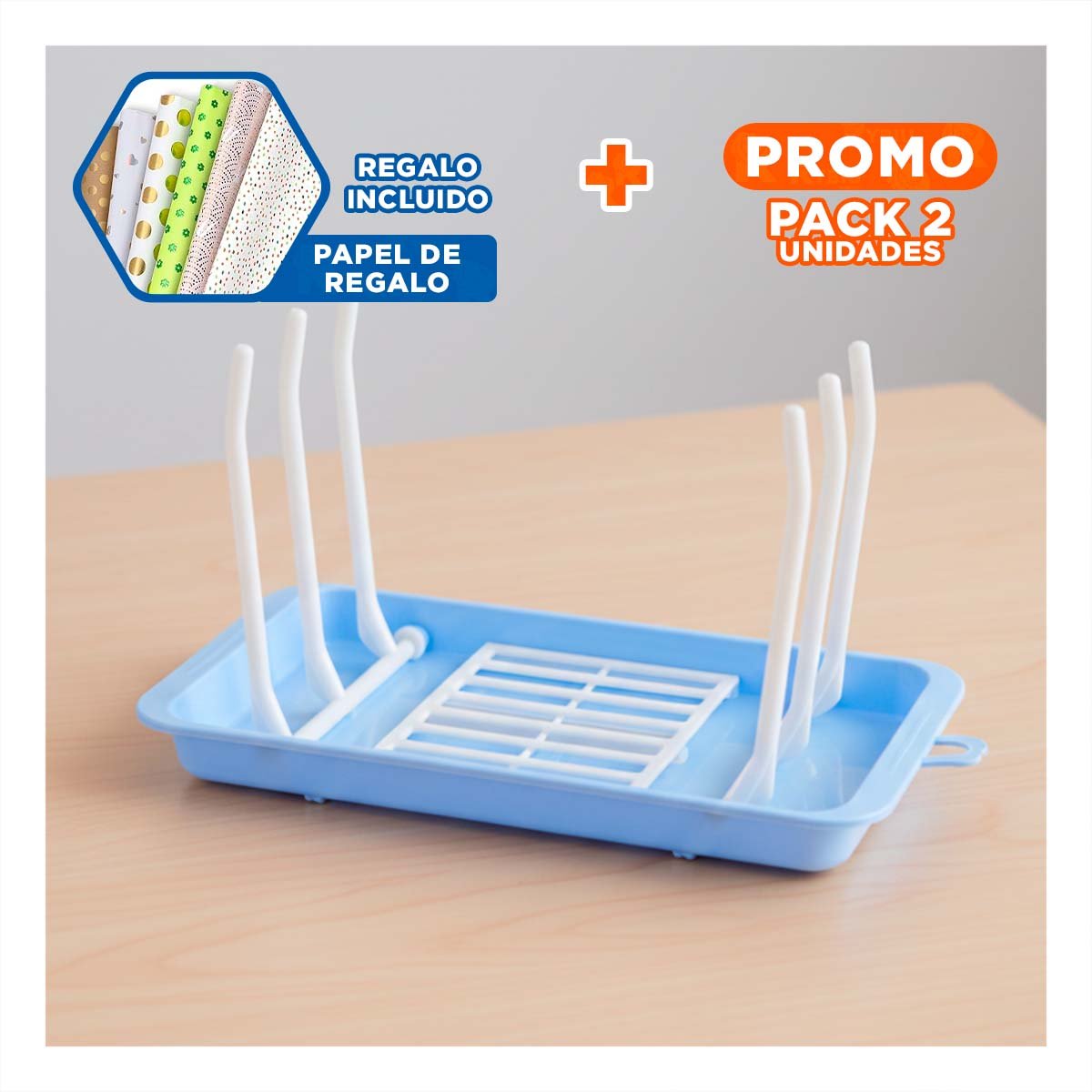 PACK2 PORTA BIBERONES CON COMPARTIMENTOS ESPECIALES PARA CADA VASO CELESTE Y+PAPEL REGALO - 1