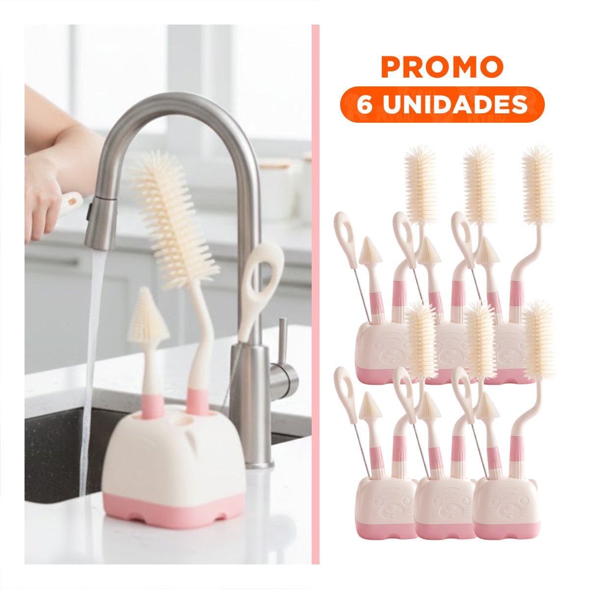 PACK6 RASQUETA SUAVE PARA TETINAS DELICADAS 4PZS BASE OSITO ROSADO - 1