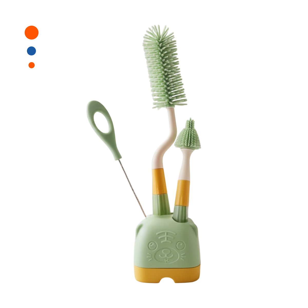 PACK12 UTENSILIOS LIMPIEZA 4 PZS VERDE BASE OSITO PARA LIMPIAR BIBERONES Y+REGALO STICKER - 2