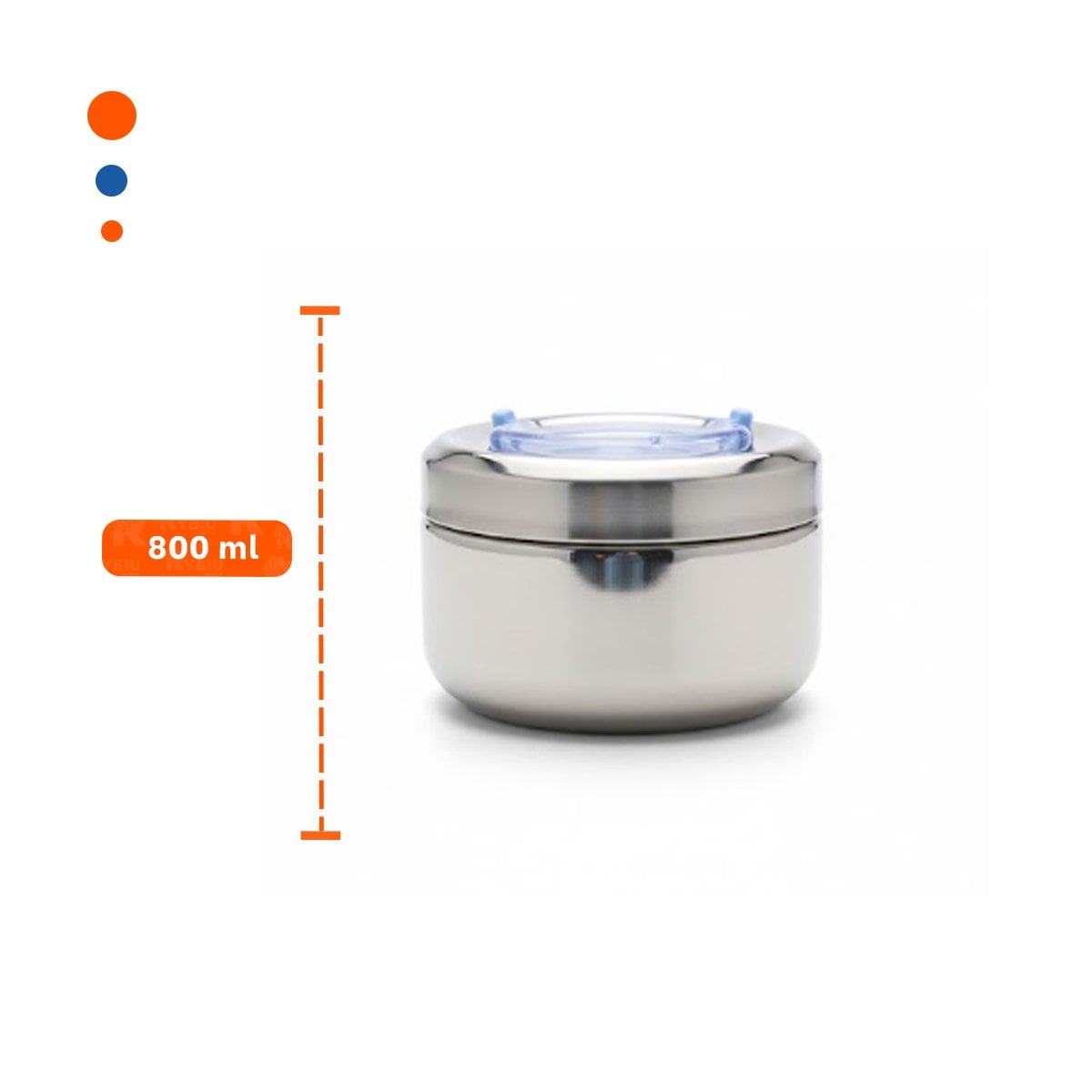 RECIPIENTE TERMICO PLATEADO Y CELESTE DE 800ML CON INTERIOR DE ACERO Y+POST IT - 4