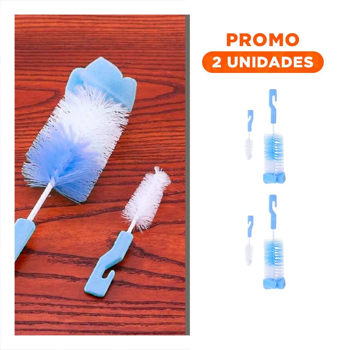 PACK2 RASPADOR QUE REMUEVE RESTOS DE LECHE DE BIBERONES 2PZS BASE CELESTE - 1