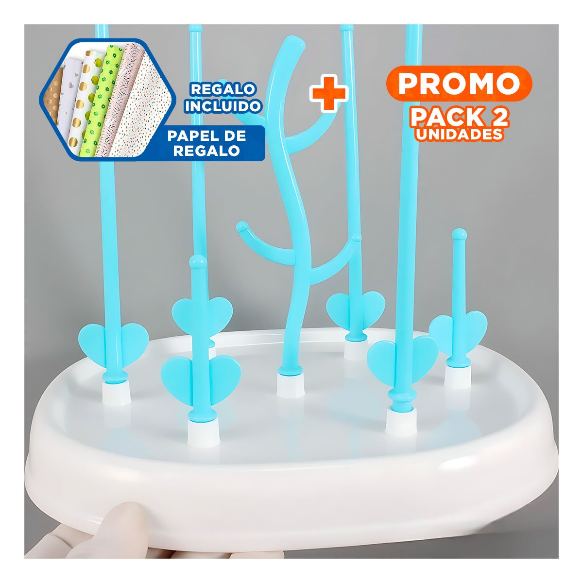 PACK2 PORTA BIBERONES CON COMPARTIMENTOS PARA BIBERON BLANCO Y CELESTE Y+PAPEL REGALO - 1