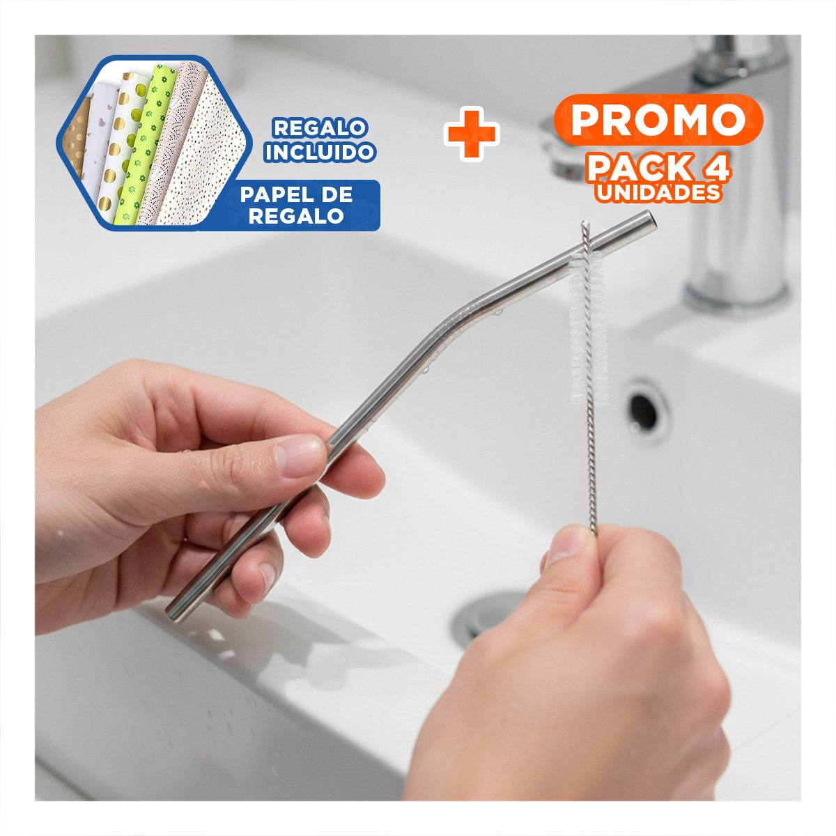 PACK4 PINCEL QUE ALCANZA RINCONES DIFICILES 2PZS 1 CEPILLO PLATEADO Y+PAPEL REGALO - 1