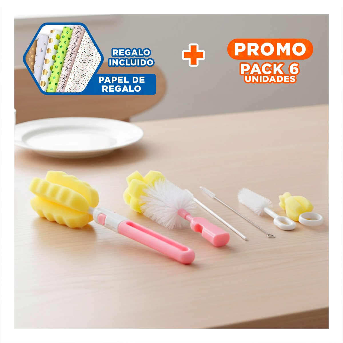 PACK6 ESPATULA PRACTICA CON BASE PARA ORGANIZACION 6PZS BASE ROSADO Y+PAPEL REGALO - 1